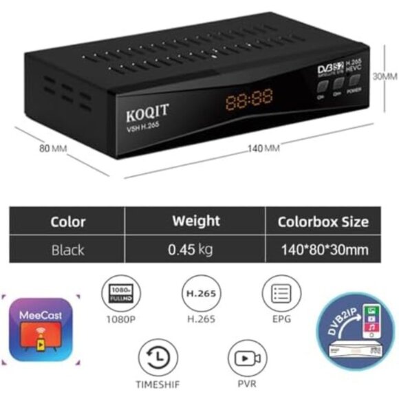Koqit V5H H.265 Free To Air FTA Satellite Receiver DVB-S2 Satellite TV Receiver - Picture 6 of 7